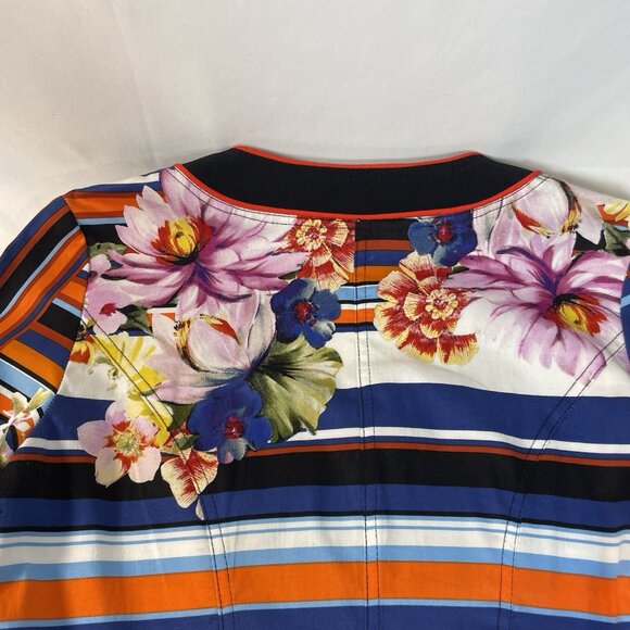 Joseph Ribkoff Floral & Stripe Zip Jacket – Size 10 (CAN/USA) - Picture 11 of 15